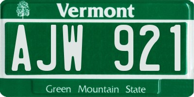 VT license plate AJW921