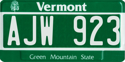 VT license plate AJW923