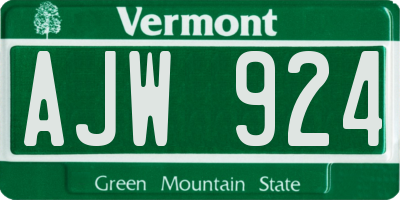 VT license plate AJW924