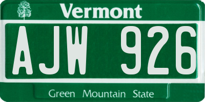 VT license plate AJW926
