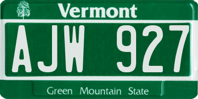 VT license plate AJW927