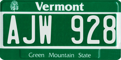 VT license plate AJW928