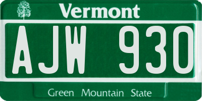 VT license plate AJW930