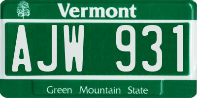 VT license plate AJW931