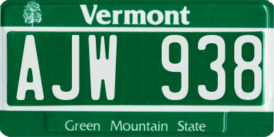 VT license plate AJW938