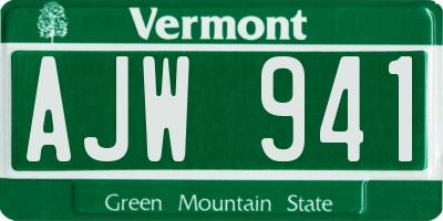 VT license plate AJW941