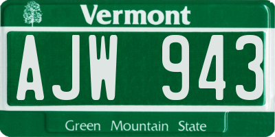 VT license plate AJW943