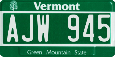 VT license plate AJW945