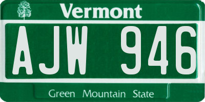 VT license plate AJW946