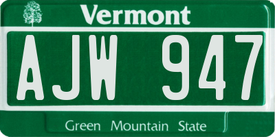 VT license plate AJW947
