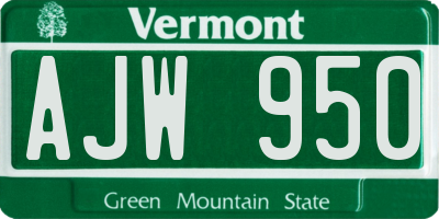 VT license plate AJW950