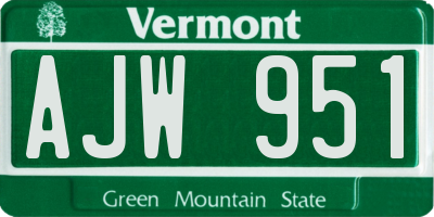 VT license plate AJW951