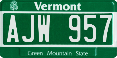 VT license plate AJW957