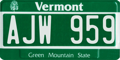 VT license plate AJW959