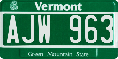 VT license plate AJW963