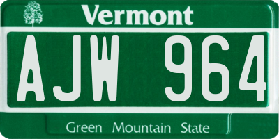 VT license plate AJW964