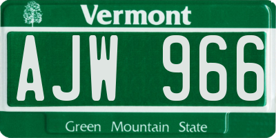 VT license plate AJW966