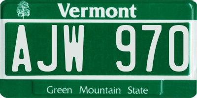 VT license plate AJW970