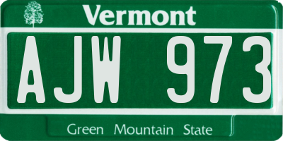 VT license plate AJW973
