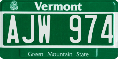 VT license plate AJW974