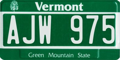 VT license plate AJW975