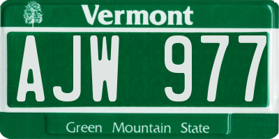 VT license plate AJW977