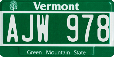VT license plate AJW978