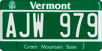 VT license plate AJW979