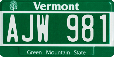 VT license plate AJW981
