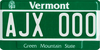VT license plate AJX000