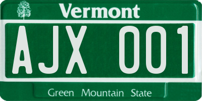 VT license plate AJX001