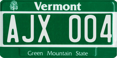 VT license plate AJX004