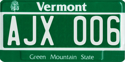 VT license plate AJX006
