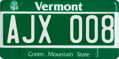 VT license plate AJX008