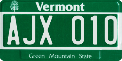 VT license plate AJX010