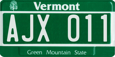 VT license plate AJX011