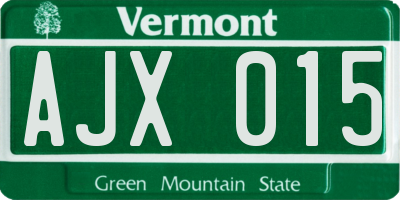 VT license plate AJX015