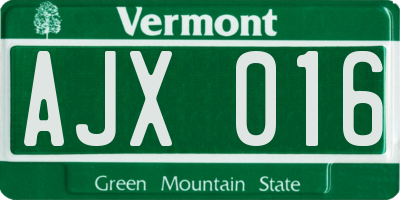 VT license plate AJX016