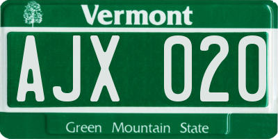 VT license plate AJX020