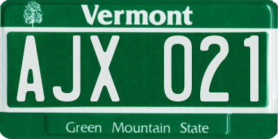 VT license plate AJX021