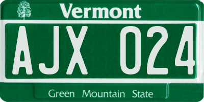 VT license plate AJX024