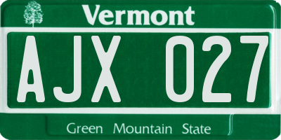 VT license plate AJX027