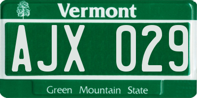 VT license plate AJX029