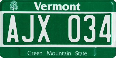 VT license plate AJX034