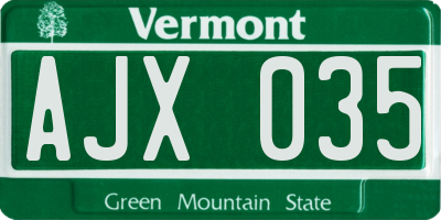 VT license plate AJX035