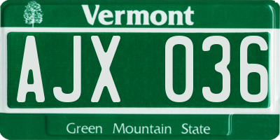 VT license plate AJX036