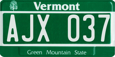 VT license plate AJX037