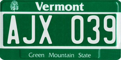 VT license plate AJX039