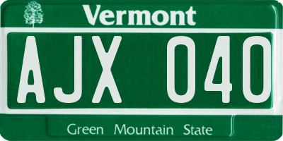 VT license plate AJX040