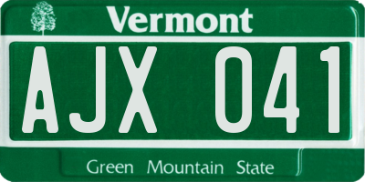 VT license plate AJX041